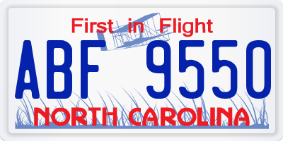 NC license plate ABF9550