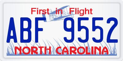 NC license plate ABF9552