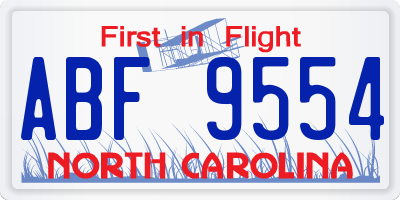 NC license plate ABF9554