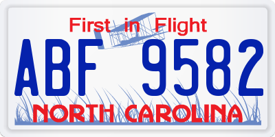 NC license plate ABF9582