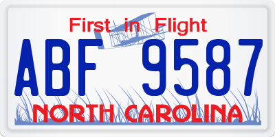NC license plate ABF9587