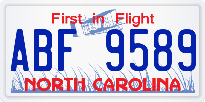NC license plate ABF9589