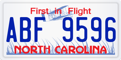 NC license plate ABF9596