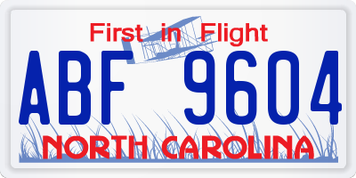 NC license plate ABF9604