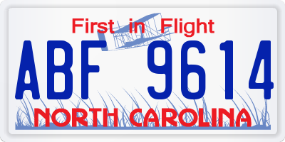 NC license plate ABF9614