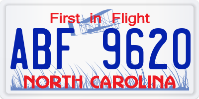 NC license plate ABF9620