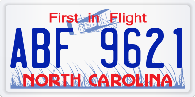 NC license plate ABF9621