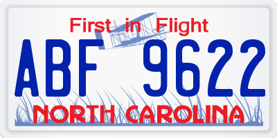 NC license plate ABF9622