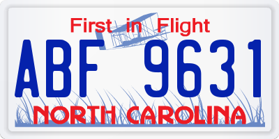 NC license plate ABF9631