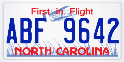 NC license plate ABF9642
