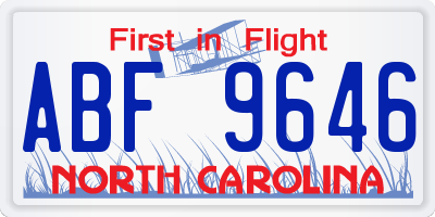 NC license plate ABF9646
