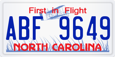 NC license plate ABF9649