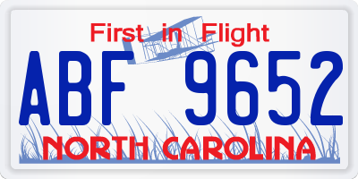 NC license plate ABF9652
