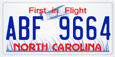 NC license plate ABF9664