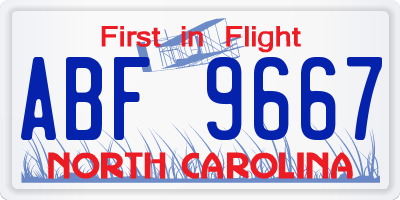 NC license plate ABF9667