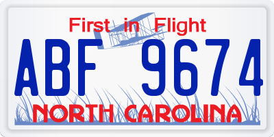 NC license plate ABF9674