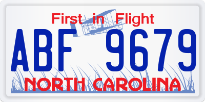 NC license plate ABF9679
