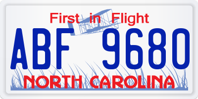 NC license plate ABF9680