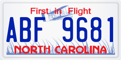 NC license plate ABF9681