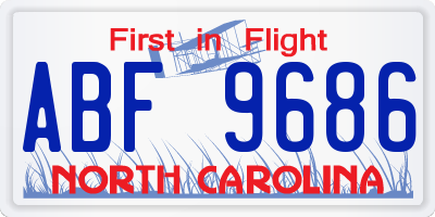 NC license plate ABF9686