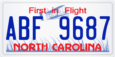 NC license plate ABF9687