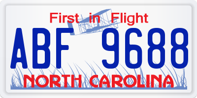 NC license plate ABF9688