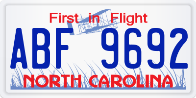 NC license plate ABF9692