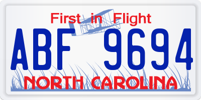 NC license plate ABF9694