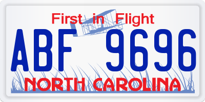 NC license plate ABF9696