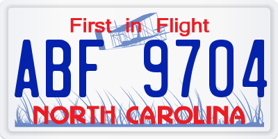 NC license plate ABF9704