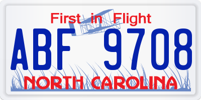 NC license plate ABF9708