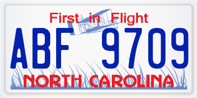 NC license plate ABF9709