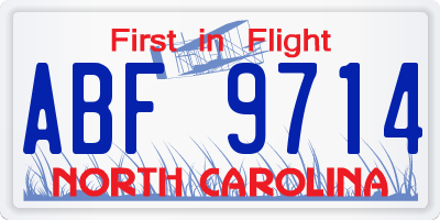 NC license plate ABF9714