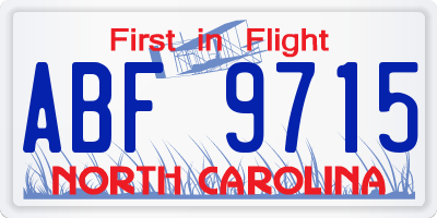 NC license plate ABF9715