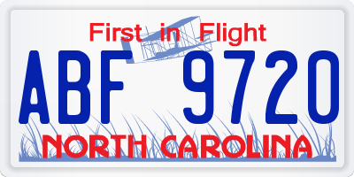 NC license plate ABF9720