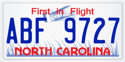 NC license plate ABF9727