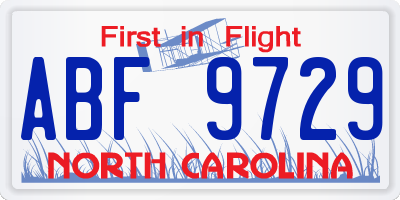 NC license plate ABF9729