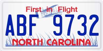 NC license plate ABF9732