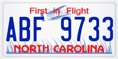 NC license plate ABF9733