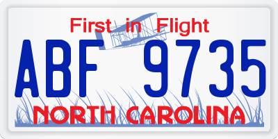 NC license plate ABF9735