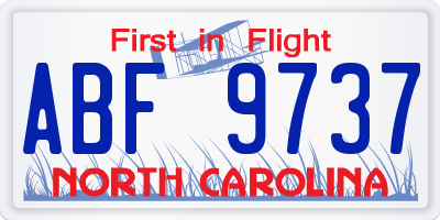 NC license plate ABF9737