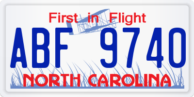 NC license plate ABF9740