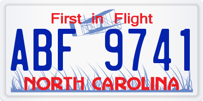 NC license plate ABF9741