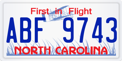 NC license plate ABF9743