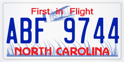 NC license plate ABF9744