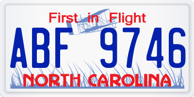 NC license plate ABF9746