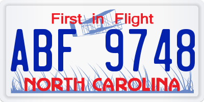 NC license plate ABF9748