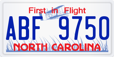 NC license plate ABF9750