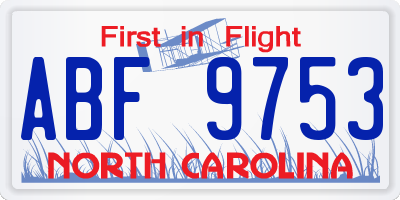 NC license plate ABF9753