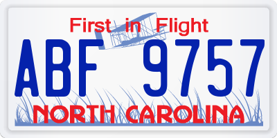 NC license plate ABF9757
